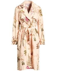 Please - Cream Overcoat & Trench Coat Polyester - Lyst