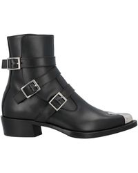McQueen - Leather Punk Boots With Three Buckles For - Lyst