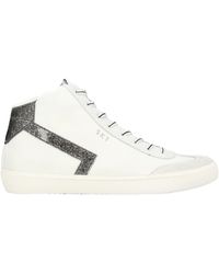 leather crown high top sneakers