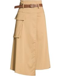 Oltre - Amber Capsule Camel Midi Skirt Polyester, Viscose, Elastane - Lyst