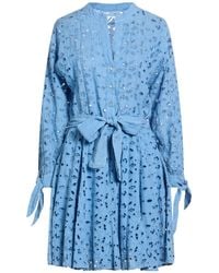 120% Lino - Azure Mini Dress Linen - Lyst