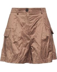 Erika Cavallini Semi Couture Bermuda In Eco-leather in Gold,Brown Womens Clothing Shorts Knee-length shorts and long shorts Brown 