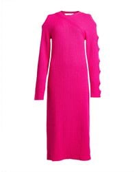 Liviana Conti - Fuchsia Midi Dress Wool, Polyamide - Lyst