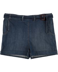 Damen Bekleidung Kurze Hosen Jeans-Shorts und Denim-Shorts Brunello Cucinelli Denim Verzierte Jeansshorts in Blau 