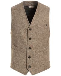 Bob - Taupe Tailored Vest Acrylic, Virgin Wool, Polyester - Lyst