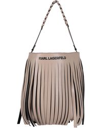 Karl Lagerfeld - K/Fringe Hobo -- Dove Handbag Polyurethane, Cotton - Lyst