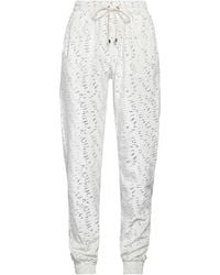 Pinko C-clique - Ivory Pants Polyester, Elastane - Lyst
