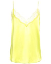 Pinko - Satin Lace Deep-V Silk Top - Lyst