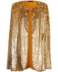 Dundas Cape En Serge De Soie À Sequins Et À Houppes - Métallisé