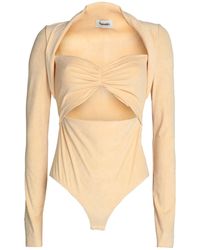 Nanushka - Velvet Gathered Scoop-Neck Bodysuit - Lyst