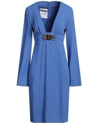 Moschino - Couture X Smiley Azure Midi Dress Acetate, Viscose - Lyst