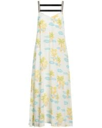 Palm Angels - Cream Midi Dress Viscose, Polyester, Elastane - Lyst