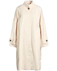 MEIMEIJ - Cream Overcoat & Trench Coat Cotton, Polyester, Polyamide - Lyst