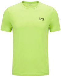EA7 - Lime T-Shirt Cotton, Elastane - Lyst