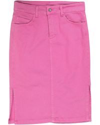 dusty pink denim skirt