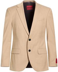 HUGO - Sand Blazer Polyester, Virgin Wool, Elastane - Lyst