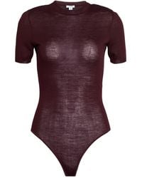 Alaïa - Plum Bodysuit Wool, Silk, Polyamide, Elastane - Lyst