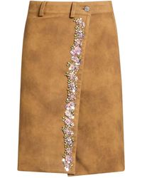 DES_PHEMMES - Camel Midi Skirt Polyurethane - Lyst
