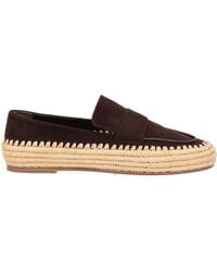 Paloma Barceló - Dark Loafers Kidskin, Natural Raffia - Lyst