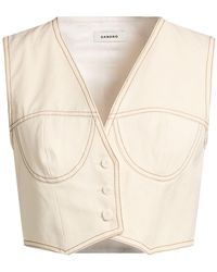 Sandro - Cream Tailored Vest Cotton - Lyst