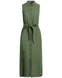 120% Lino - Military Midi Dress Linen - Lyst