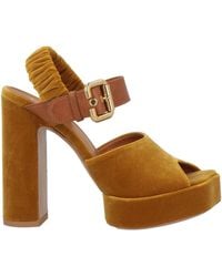 Chloé - Mustard Sandals Textile Fibers, Leather - Lyst