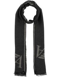 Grey for Men Emporio Armani Fringed Scarf With Eagle Print in Light Grey Mens Scarves and mufflers Emporio Armani Scarves and mufflers 