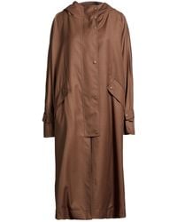 Max Mara - Chocolate Overcoat & Trench Coat Polyester, Virgin Wool, Triacetate - Lyst