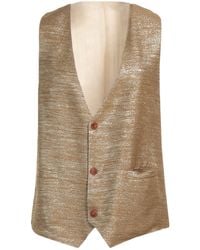 Alysi - Sand Tailored Vest Linen, Viscose, Acetate, Polyamide, Polyester - Lyst
