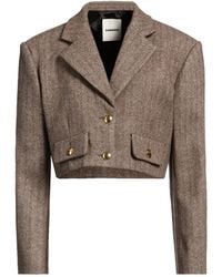 Sandro - Khaki Blazer Wool, Polyamide, Acrylic, Alpaca Wool, Polyester - Lyst