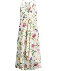 120% Lino - Ivory Midi Dress Linen - Lyst