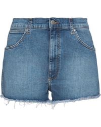 Vintage WRANGLER Shorts Denim Cutoff Shorts Tattered Blue Distressed Highwaist Jean Shorts Custom Fit Kleding Dameskleding Shorts & Broekrokken Shorts 