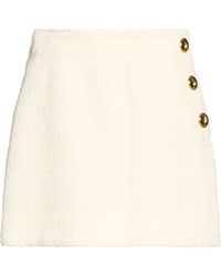 Pinko - Ivory Mini Skirt Polyester, Cotton, Acrylic, Metal Fiber, Wool - Lyst