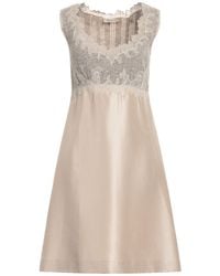 Ermanno Scervino - Taupe Mini Dress Silk, Wool, Alpaca Wool, Polyamide - Lyst