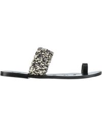 Manebí - Thong Sandal Leather, Natural Raffia - Lyst