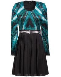 Byblos - Deep Jade Mini Dress Silk, Viscose, Elastane, Polyester - Lyst