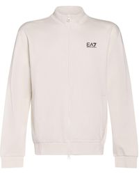 EA7 - Cream Sweatshirt Cotton, Polyester, Elastane - Lyst