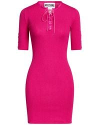 Moschino - Fuchsia Mini Dress Virgin Wool - Lyst