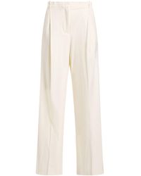 Pinko - Ivory Pants Polyester, Acrylic, Wool, Viscose, Elastane - Lyst