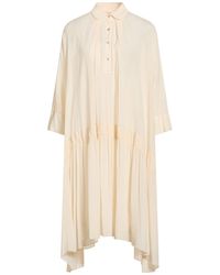 ALESSIA SANTI - Cream Midi Dress Viscose, Silk - Lyst
