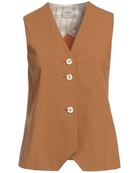 Alysi - Crème Camel Tailored Vest Virgin Wool, Elastane - Lyst