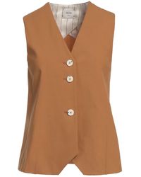 Alysi - Crème Camel Tailored Vest Virgin Wool, Elastane - Lyst