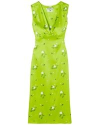 BERNADETTE - Sarah Floral-print Stretch-silk Satin Midi Dress - Lyst