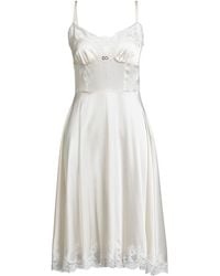 Dolce & Gabbana - Ivory Midi Dress Silk, Polyamide, Cotton, Viscose, Elastane - Lyst