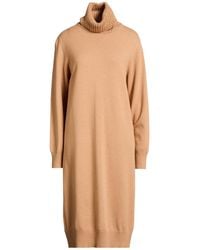 Fabiana Filippi - Camel Midi Dress Virgin Wool, Silk, Cashmere, Polyamide, Polyester - Lyst