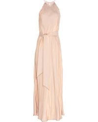 SOLOTRE - Sand Maxi Dress Viscose, Polyester - Lyst