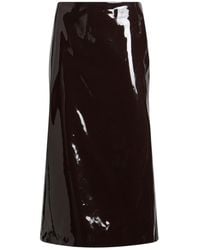 MSGM - Dark Midi Skirt Polyurethane, Polyester - Lyst