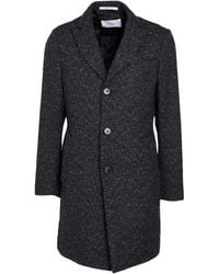 Aglini - Charcoal Coat Wool, Polyester, Acrylic - Lyst