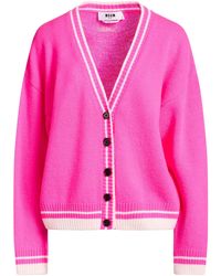 MSGM - Fuchsia Cardigan Wool, Cashmere - Lyst