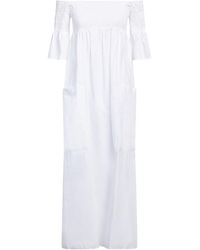 Imperial - Ivory Midi Dress Cotton - Lyst